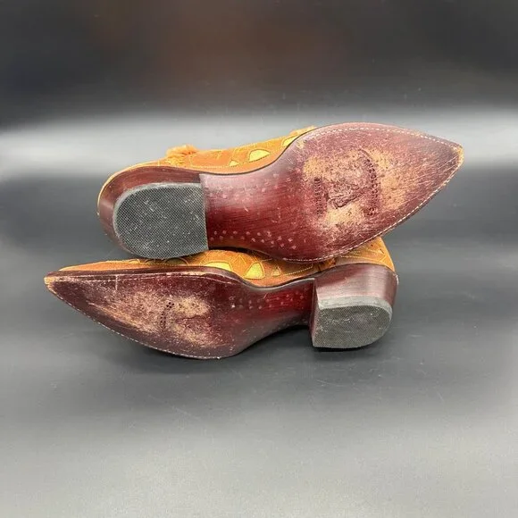 Old Gringo Wyoming Tooled Brown Leather Short Cowgirl Cowboy Western Boots 7.5 - Picture 7 of 16